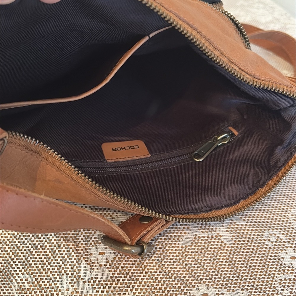 Cochor Brown Genuine Leather Multi Pocket Crossbody Bag Organizer Purse - Picture 16 of 16